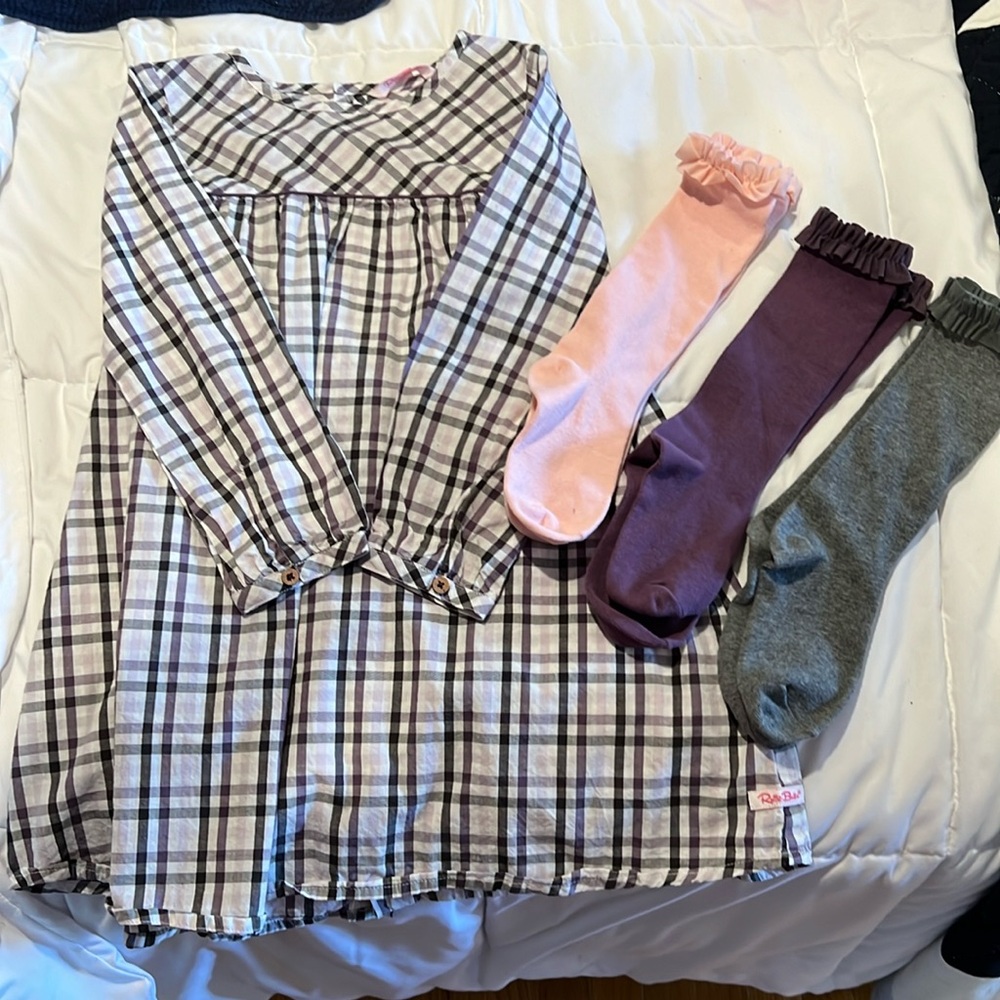 Ruffle Butts L/S dress with 3 pairs of dress socks
